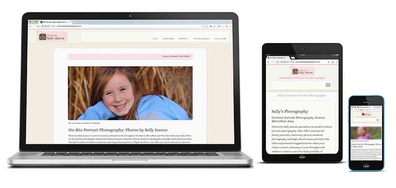 Portfolio website Responsive views of website on laptop, tablet and phone.