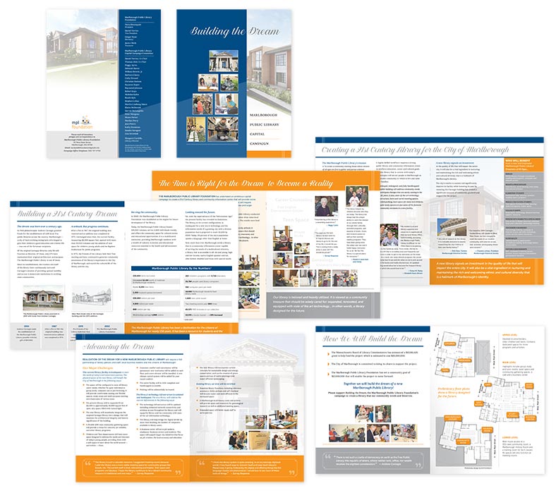 capital campaign brochure design Cover and inside spreads of the brochure.