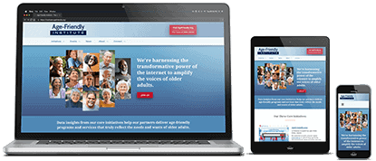 Age-Friendly Institute responsive website on desktop, tablet and phone