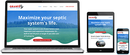Grants Septic Techs responsive website on desktop, tablet and phone