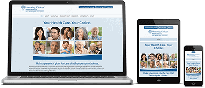 Honoring Choices Massachusetts responsive website on desktop, tablet and phone