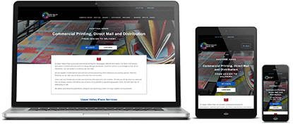 Upper Valley Press responsive website on desktop, tablet and phone